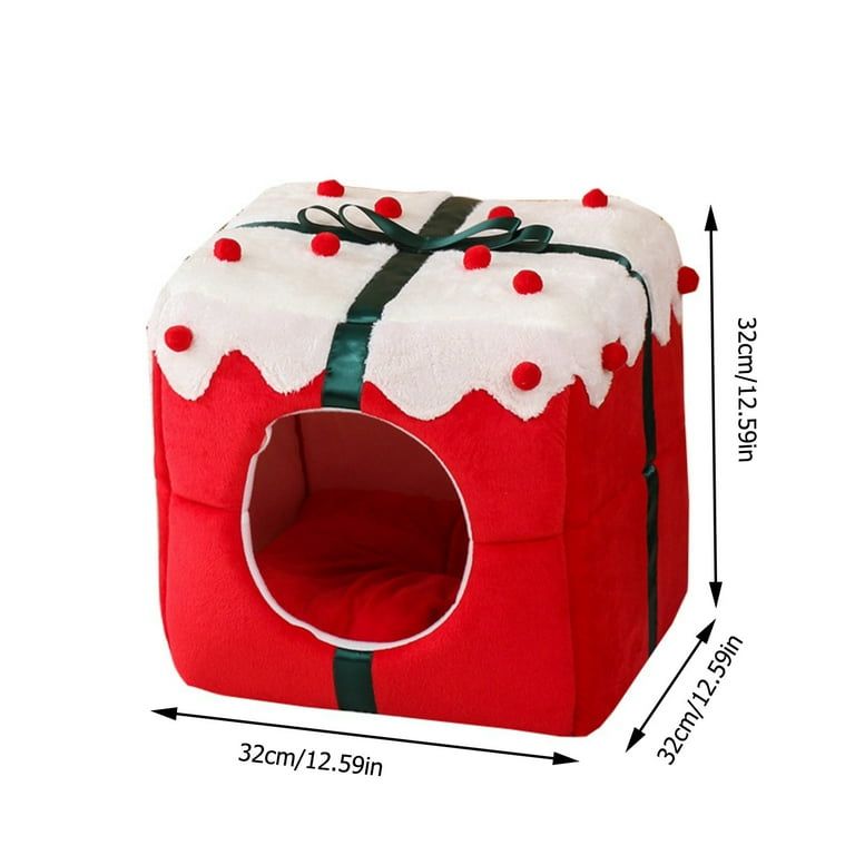 Cozy Christmas Cat Bed House