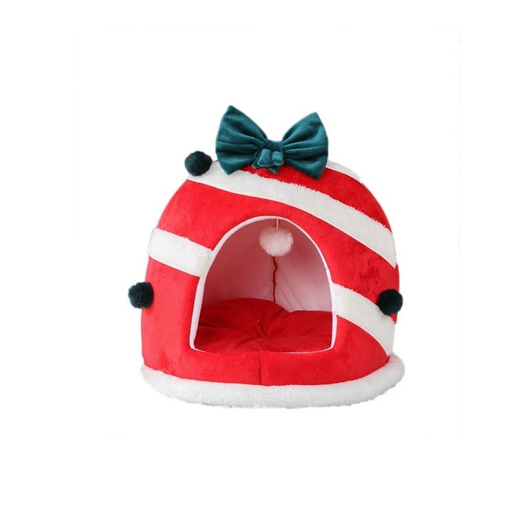 Cozy Christmas Cat Bed House